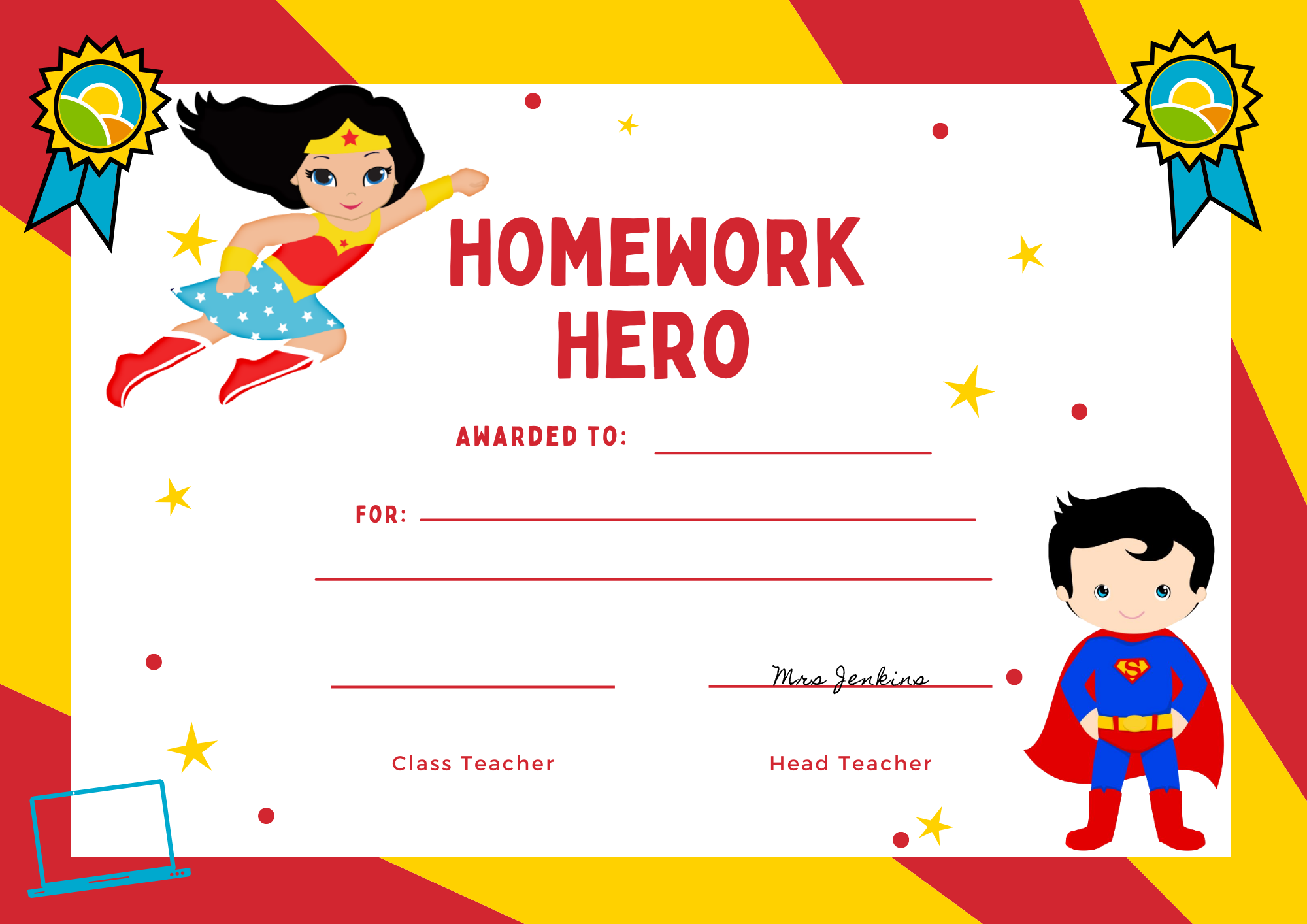 Each week one child is chosen from each class as the 'Homework Hero' and is presented with the certificate in the Pride Awards Assembly each Friday